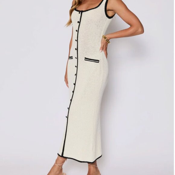 Contour Button Down Knit Midi Dress | Vici - Picture 3 of 4